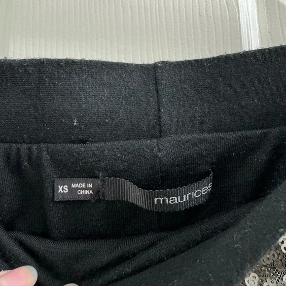 Maurices black with silver sequin elastic band skirt with slit in back - Picture 3 of 9